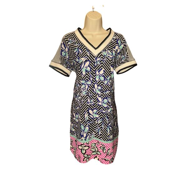 Potters Pot floral and geometric print t-shirt dress size M EUC - Picture 1 of 8